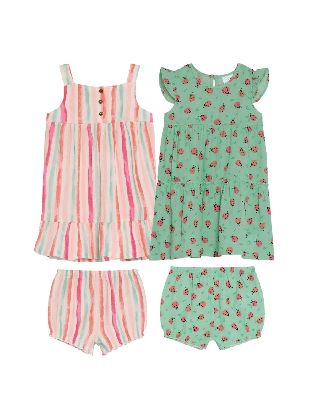 Koala Baby 4 Pc Set Ladybug & Striped Dresses with Diaper Covers Brand New 18M